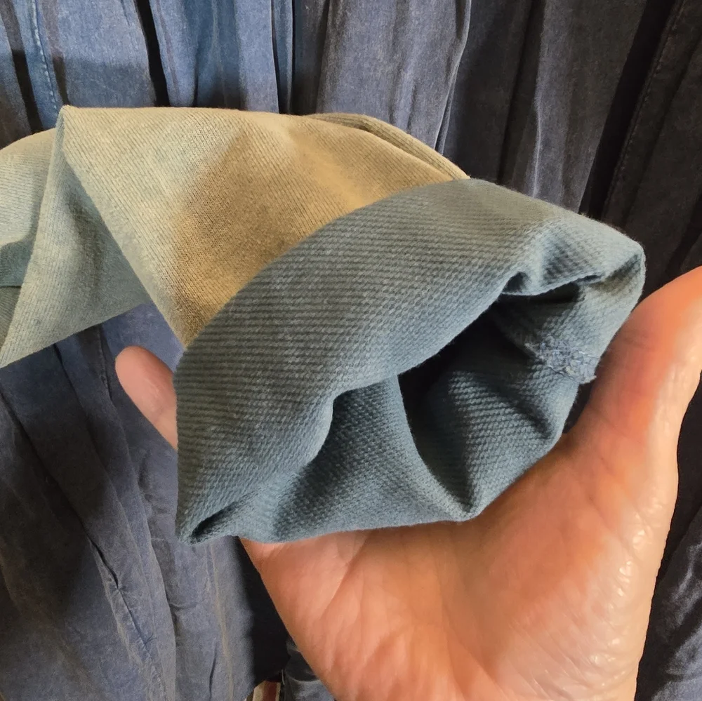 1XL NWT HEYSON Chambray/Grn Mineral Wash Dress 25.5ptp 36.5Long 2 Pockets SOFT! - Picture 9 of 16